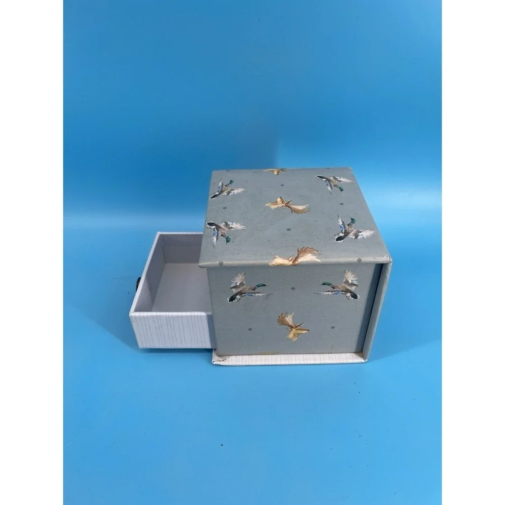 Vintage Cardboard Storage‎ Box Drawer Ducks Deer Hunting Cabin Decor